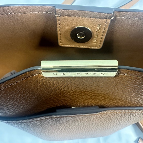 Halston Brown Leather Bucket Bag - Picture 5 of 11